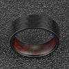 8mm Men Hammered Tungsten with Snake Wood Interior Comfort Fit Wedding Band-Rings-Innovato Design-Black-6-Innovato Design