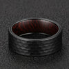 8mm Men Hammered Tungsten with Snake Wood Interior Comfort Fit Wedding Band-Rings-Innovato Design-Black-6-Innovato Design