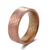 8mm Men Hammered Tungsten with Snake Wood Interior Comfort Fit Wedding Band-Rings-Innovato Design-Rose Gold-6-Innovato Design