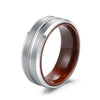 8mm Men Beveled Edges Tungsten with Rosewood Interior Comfort Fit Wedding Band-Rings-Innovato Design-14-Innovato Design