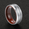 8mm Men Beveled Edges Tungsten with Rosewood Interior Comfort Fit Wedding Band-Rings-Innovato Design-6-Innovato Design