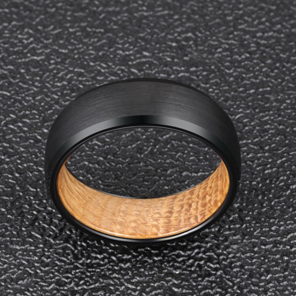 6/8mm Beveled Edges Tungsten with Whiskey Barrel Interior Comfort Fit Wedding Band-Rings-Innovato Design-Black-6mm-6-Innovato Design