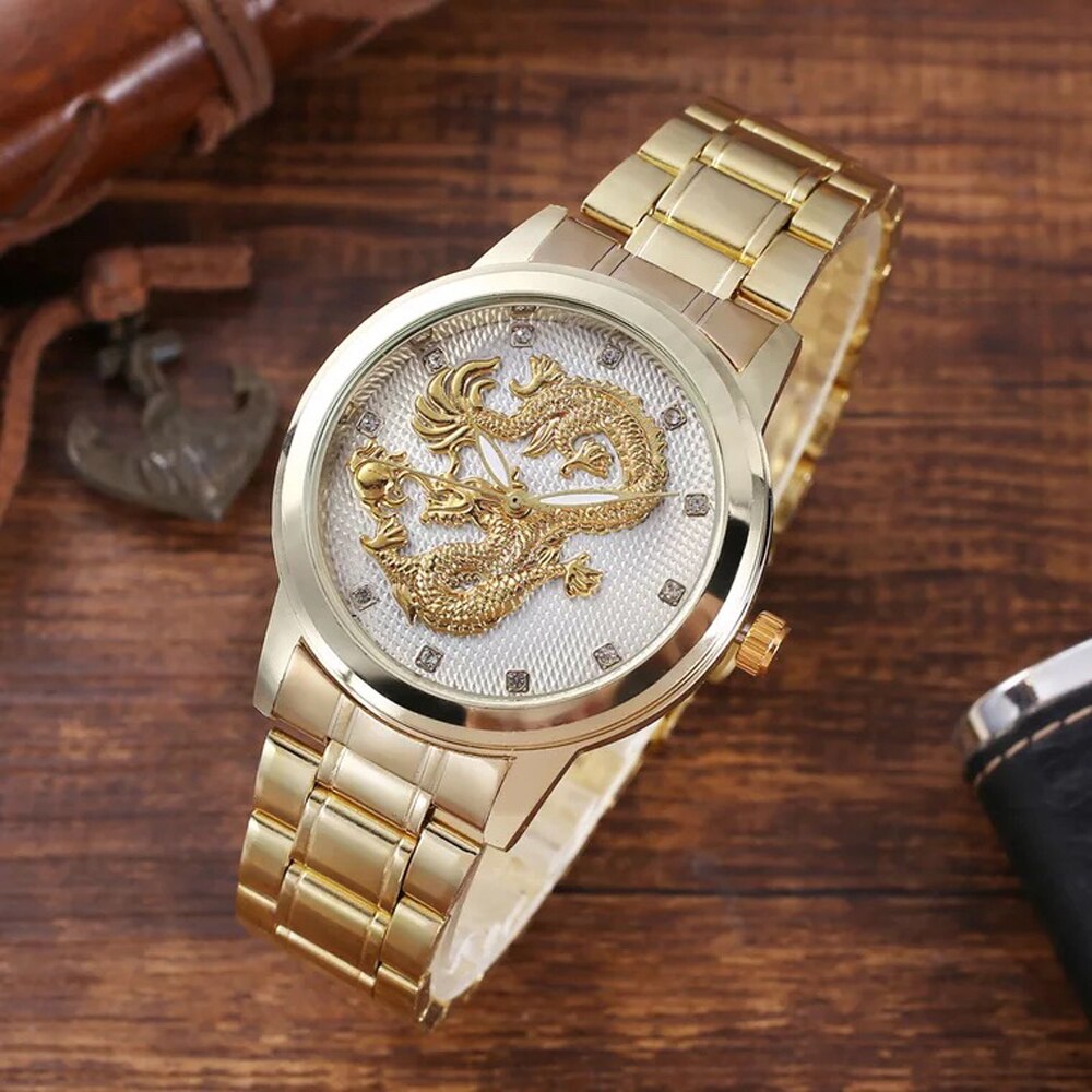 Men Quartz Watch and Black Wallet with Card Holder Gift Set-Jewelry Sets-Innovato Design-Gold Black-Innovato Design