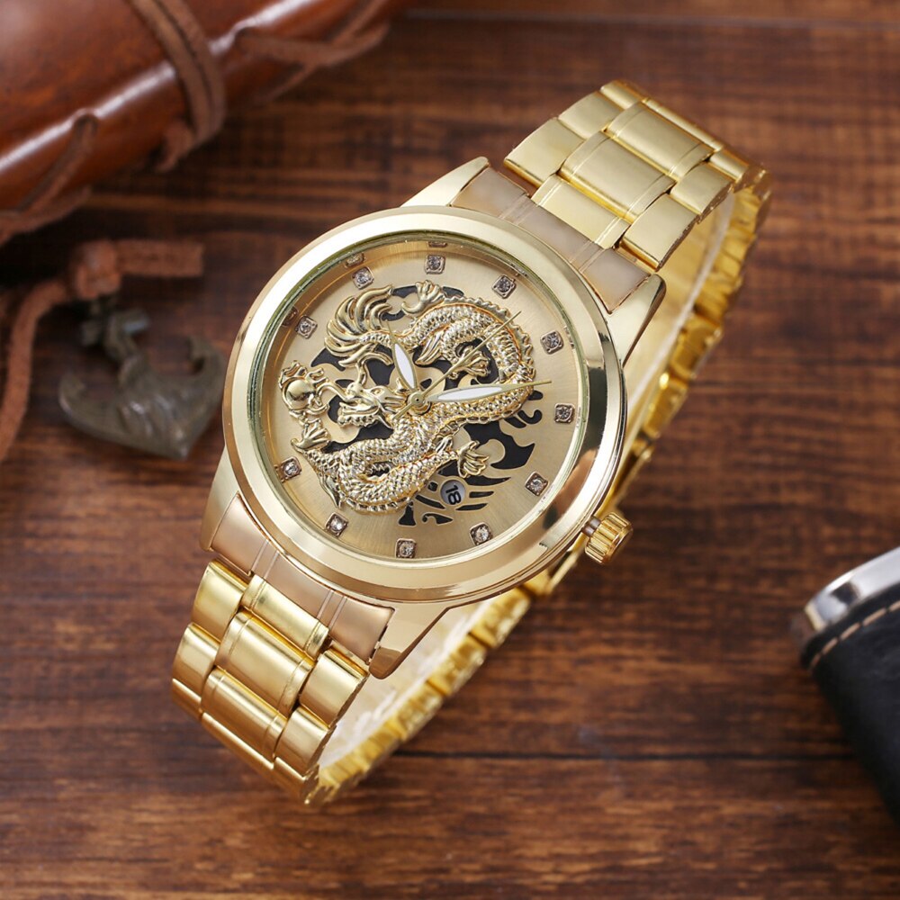 Men Quartz Watch and Black Wallet with Card Holder Gift Set-Jewelry Sets-Innovato Design-Gold Black-Innovato Design