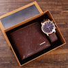Men Quartz Watch and Brown Wallet with Cardholder Gift Set-Jewelry Sets-Innovato Design-Innovato Design