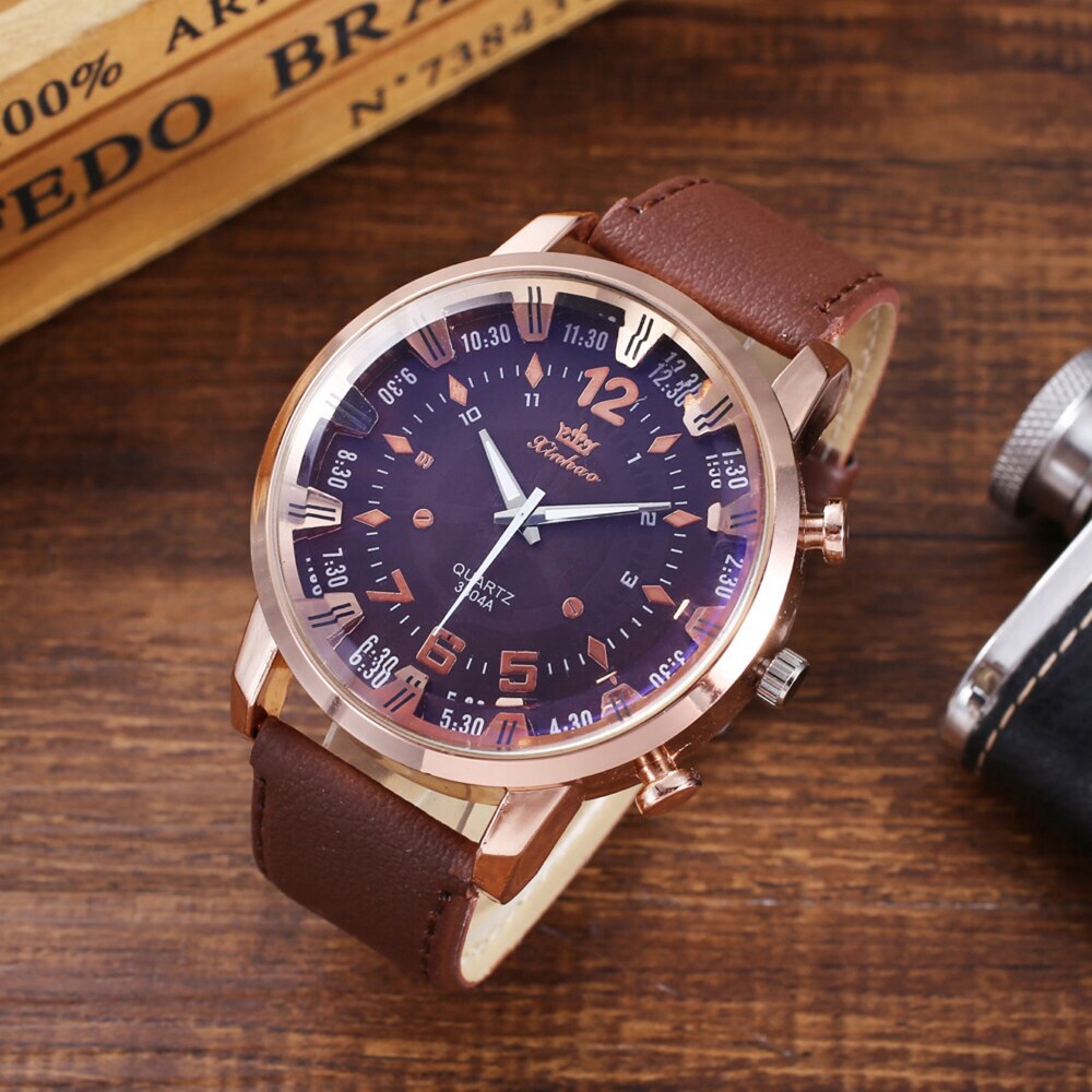 Men Quartz Watch and Brown Wallet with Cardholder Gift Set-Jewelry Sets-Innovato Design-Innovato Design