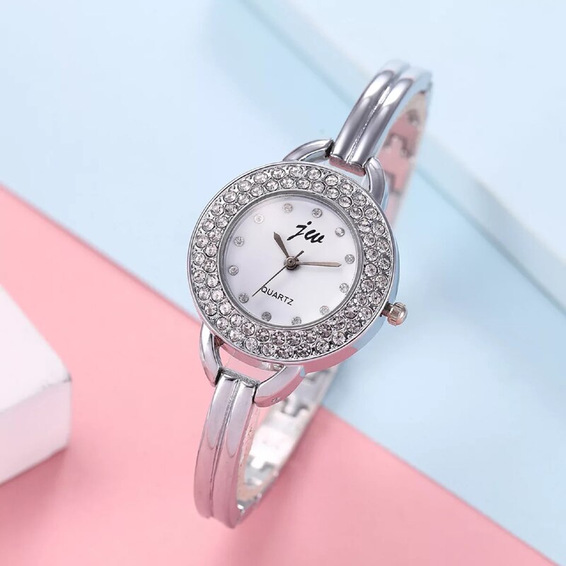 Women Quartz Watch, Bracelet, and Pearl Necklace & Earrings Silver Jewelry Set-Jewelry Sets-Innovato Design-Innovato Design