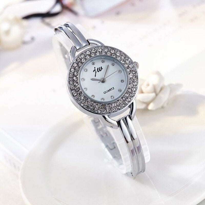 Women Quartz Watch, Bracelet, and Pearl Necklace & Earrings Silver Jewelry Set-Jewelry Sets-Innovato Design-Innovato Design