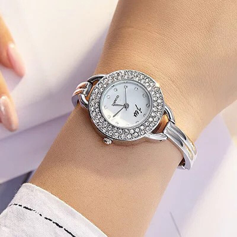Women Quartz Watch, Bracelet, and Pearl Necklace & Earrings Silver Jewelry Set-Jewelry Sets-Innovato Design-Innovato Design