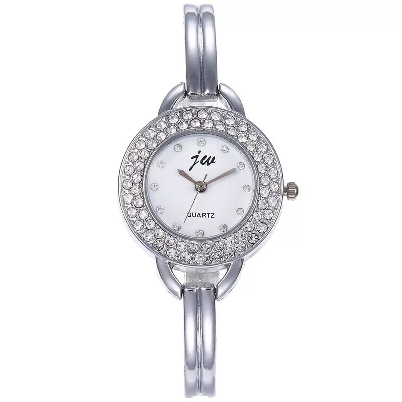 Women Quartz Watch, Bracelet, and Pearl Necklace & Earrings Silver Jewelry Set-Jewelry Sets-Innovato Design-Innovato Design