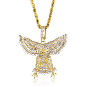 Baguette Cubic-Zirconia-Studded Eagle Bling Copper Hip-hop Pendant Necklace-Necklaces-Innovato Design-Gold-Tennis-20inch-Innovato Design