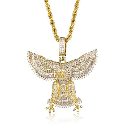 Baguette Cubic-Zirconia-Studded Eagle Bling Copper Hip-hop Pendant Necklace-Necklaces-Innovato Design-Gold-Tennis-20inch-Innovato Design