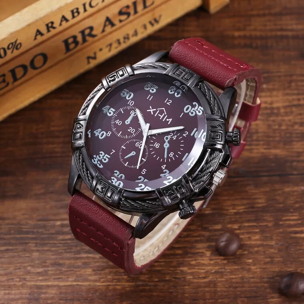 Men Quartz Watch, Leather Belt, Wallet, Cufflinks, and Tie Clip Gift Box Set-Jewelry Sets-Innovato Design-Black-Innovato Design