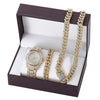 Diamond-Studded Necklace, Bracelet, and Quartz Watch Fashion Hip-hop Jewelry Set-Watches-Innovato Design-Gold 3-Innovato Design