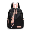 Large Capacity Fashion Waterproof Exquisite Cat Pendant Oxford School Bag and Travel Bag