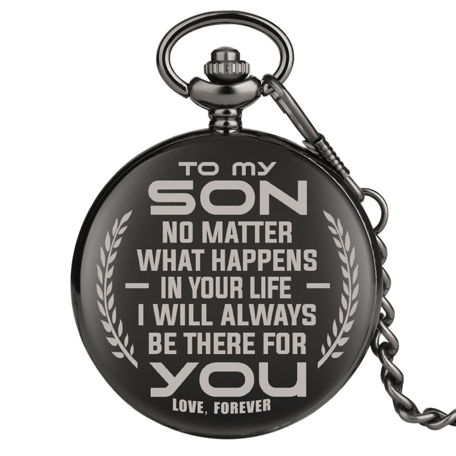 "To My Son" Black Retro Quartz Chain Link Pocket Watch-Pocket Watch-Innovato Design-Innovato Design