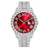 Waterproof Shock-Resistant Diamond-Studded Stainless Steel Band Fashion Hip-hop Quartz Watch-Watches-Innovato Design-Silver Red-Innovato Design
