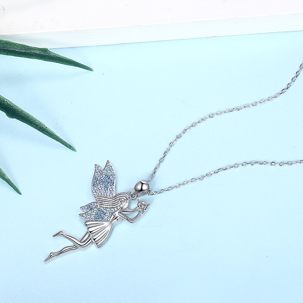 Swan Princess Ballerina Cubic Zirconia 925 Sterling Silver Fashion Pendant Necklace-Necklaces-Innovato Design-Mermaid-15.75in-Innovato Design