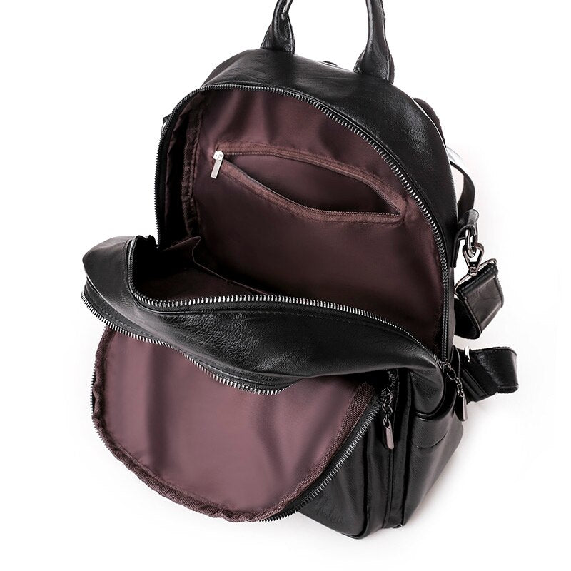 Large Capacity Casual Rivet PU Leather Shoulder Bag, School Bag, and Travel Backpack-Backpacks-Innovato Design-Brown-Innovato Design