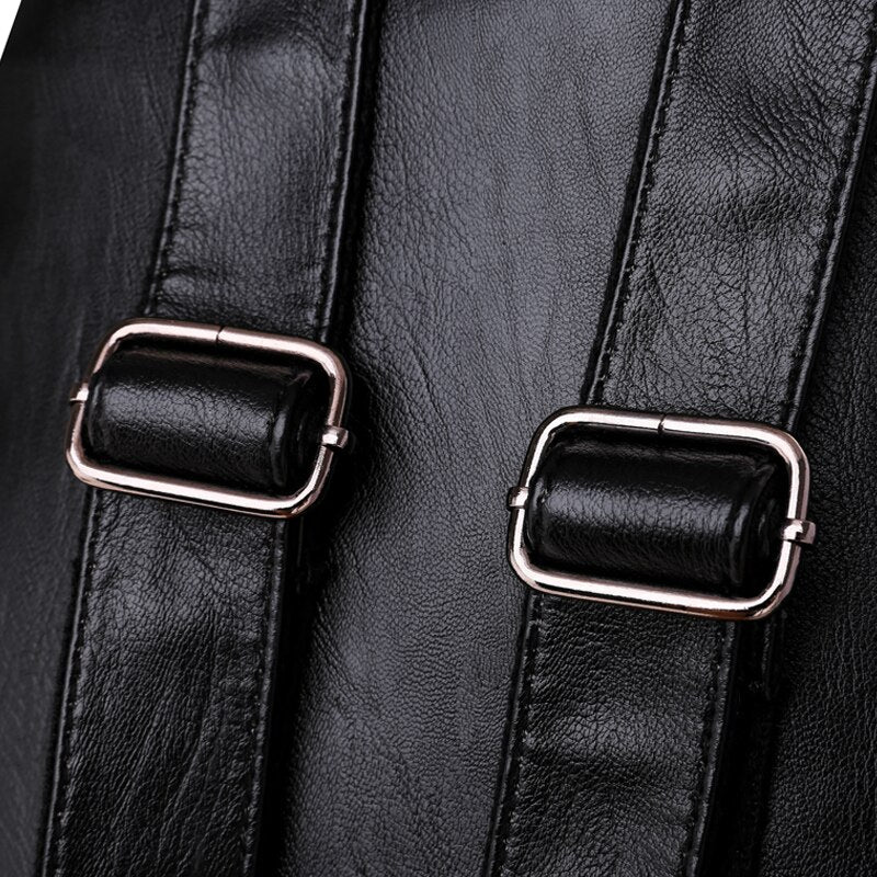 Large Capacity Casual Rivet PU Leather Shoulder Bag, School Bag, and Travel Backpack-Backpacks-Innovato Design-Brown-Innovato Design