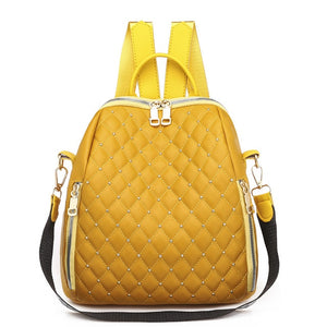 Luxury Designer Multifunction Riveted Soft PU Leather School Bag and Travel Backpack-Backpacks-Innovato Design-Yellow-Innovato Design