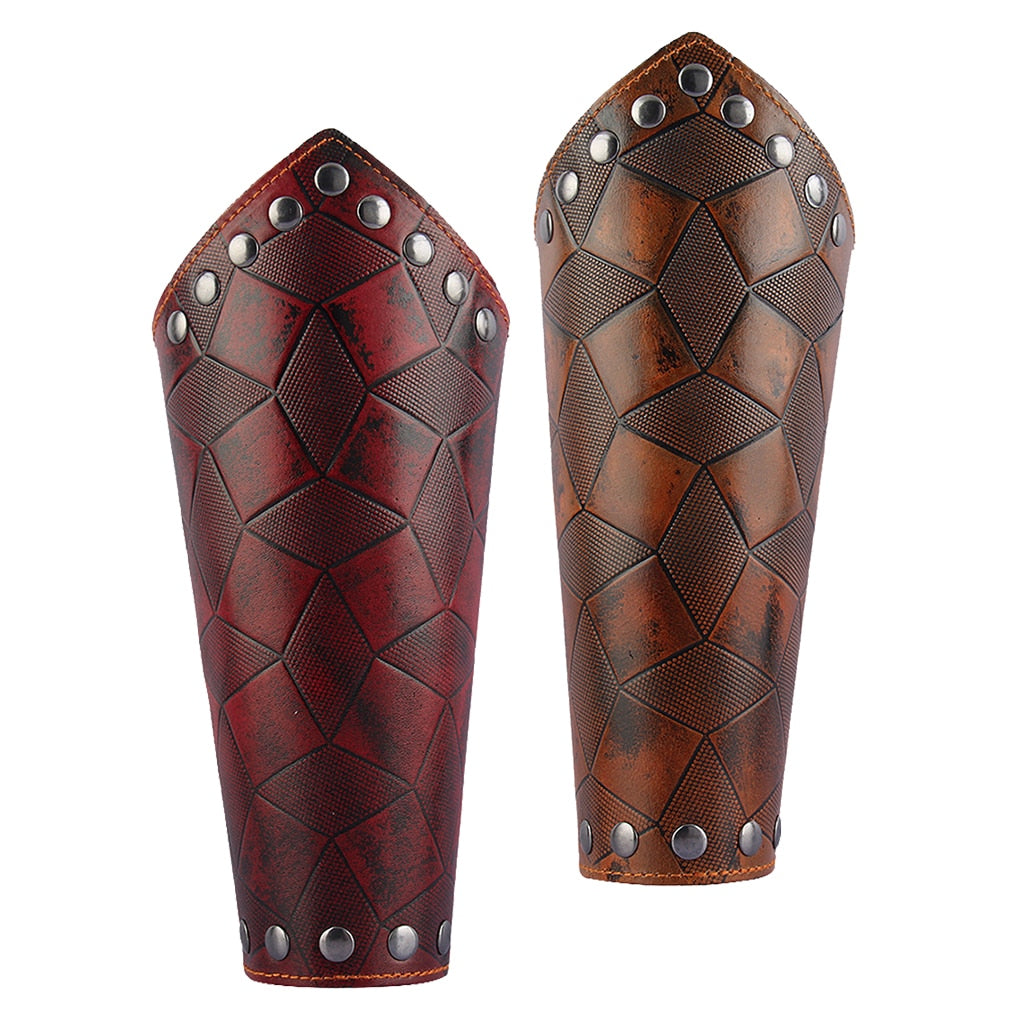 Medieval Unisex Bracers Faux Leather Gauntlet Wristband Bracers Arm Armor-Bracelets-Innovato Design-Red-Innovato Design