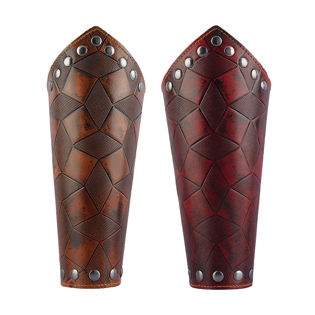 Medieval Unisex Bracers Faux Leather Gauntlet Wristband Bracers Arm Armor-Bracelets-Innovato Design-Red-Innovato Design