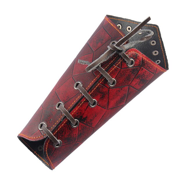 Medieval Unisex Bracers Faux Leather Gauntlet Wristband Bracers Arm Armor-Bracelets-Innovato Design-Red-Innovato Design