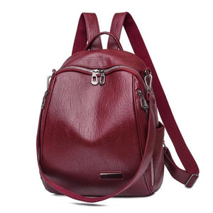 Large Capacity Fashion Quality Leisure Soft Leather Travel Backpack-Backpacks-Innovato Design-Red-Innovato Design