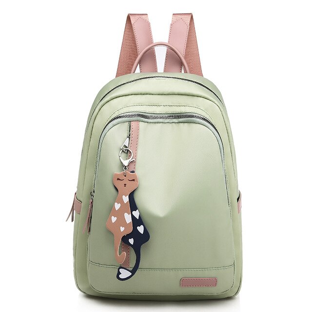 Large Capacity Fashion Luxury Waterproof Cat Pendant Oxford School Bag and Travel Bag-Backpacks-Innovato Design-Green-Innovato Design