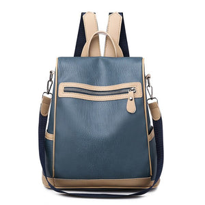 Waterproof PU Leather Shoulder Bag and Travel Backpack-Backpacks-Innovato Design-Blue-Innovato Design