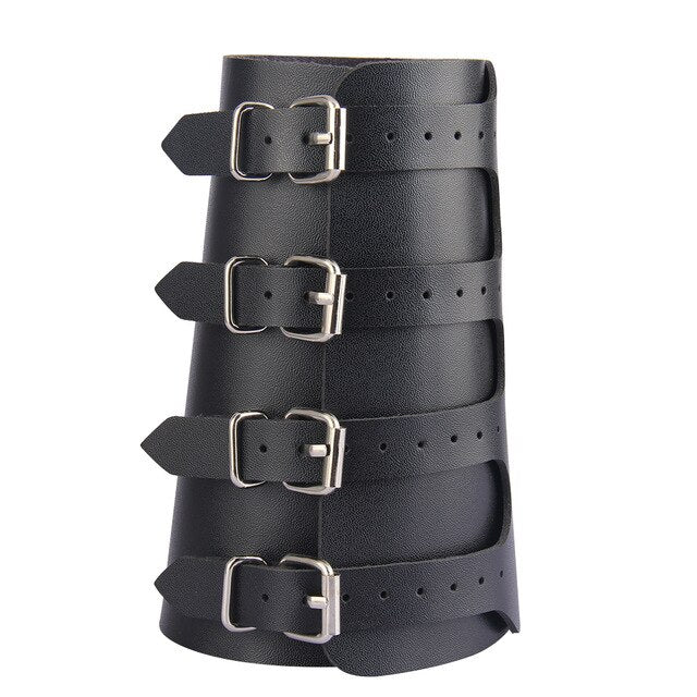 4 Layer Arm Armor Wide Belt Wrap Gauntlet Bracer PU Leather Adjustable Cuff Bracelet-Bracelets-Innovato Design-Black-Innovato Design