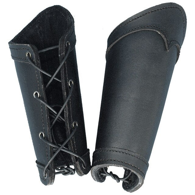Medieval Elf Bracers Arm Cuffs PU Leather Archer Wrist Protection Gauntlets-Bracelets-Innovato Design-Black-Innovato Design