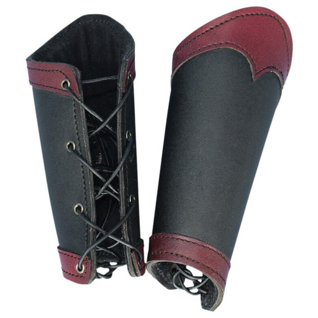 Medieval Elf Bracers Arm Cuffs PU Leather Archer Wrist Protection Gauntlets-Bracelets-Innovato Design-Red-Innovato Design