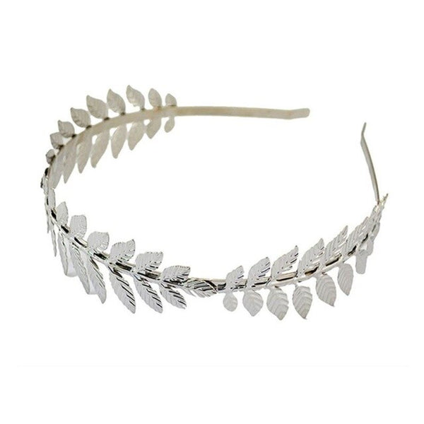 Greek Goddess Metallic Leaves Branch Crown Headband Wedding Bridal Tiara-Tiara-Innovato Design-Silver-Innovato Design