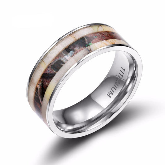 6 & 8mm Deer Antler and Camouflage Inlay Titanium Wedding Band-Rings-Innovato Design-8mm-6-Innovato Design