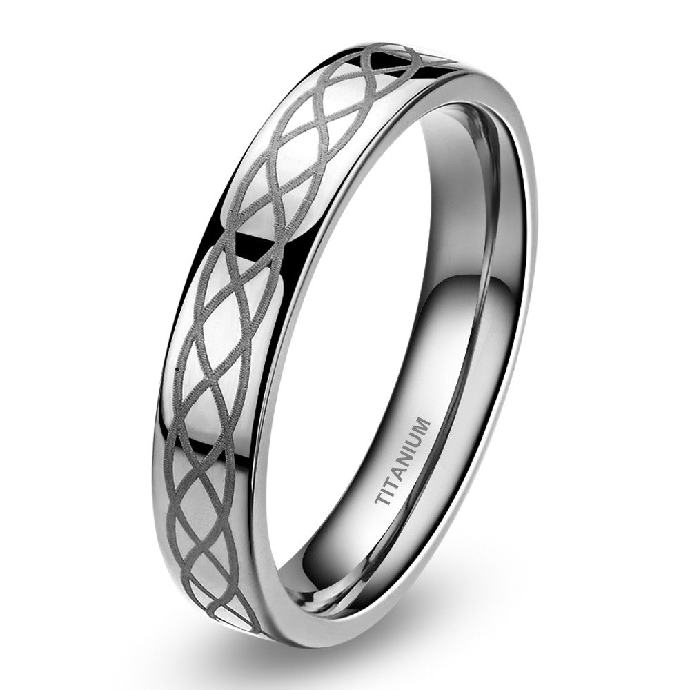 4mm Celtic Knot Polished Silver-Plated Titanium Fashion Wedding Band-Rings-Innovato Design-5-Innovato Design