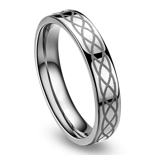 4mm Celtic Knot Polished Silver-Plated Titanium Fashion Wedding Band-Rings-Innovato Design-5-Innovato Design