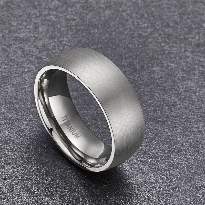 8mm Brushed Domed with High Polished Inner Band Titanium Fashion Wedding Band-Rings-Innovato Design-7-Innovato Design
