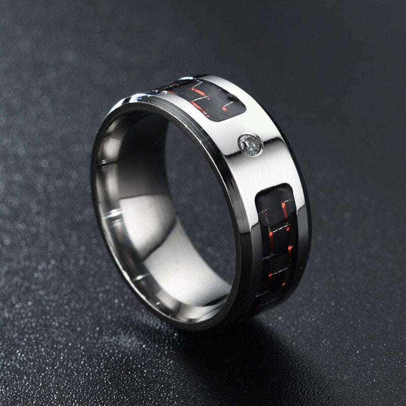 8mm Carbon Fiber and Zirconia Titanium Ring-Rings-Innovato Design-Blue-6-Innovato Design