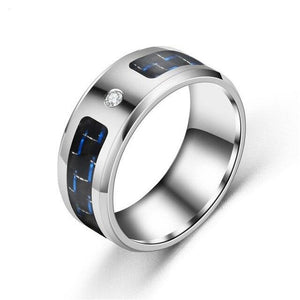 8mm Carbon Fiber and Zirconia Titanium Ring-Rings-Innovato Design-Blue-6-Innovato Design