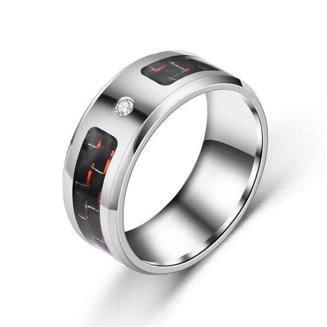 8mm Carbon Fiber and Zirconia Titanium Ring-Rings-Innovato Design-Red-12-Innovato Design