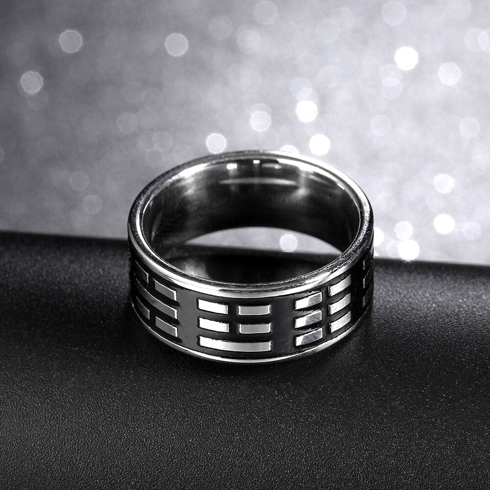8mm Silver-Plated Horizontal Bars Stainless Steel Vintage Ring-Rings-Innovato Design-7-Innovato Design