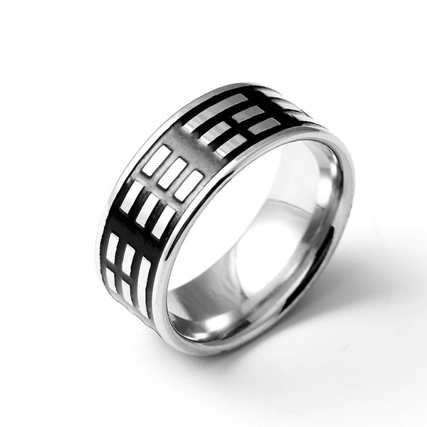 8mm Silver-Plated Horizontal Bars Stainless Steel Vintage Ring-Rings-Innovato Design-13-Innovato Design