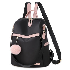 Luxury Multifunction Cute Fur Ball Pendant Oxford School Bag-Backpacks-Innovato Design-Black-Innovato Design