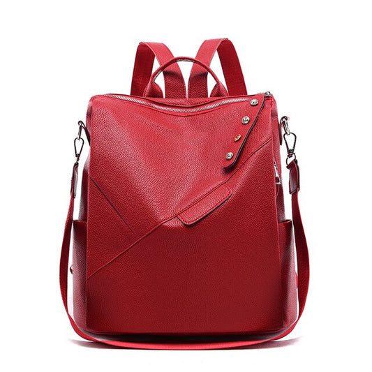 Large Capacity High-Quality Luxury Multifunction Gemstone Leather Travel Bag and School Backpack-Backpacks-Innovato Design-Red-Innovato Design