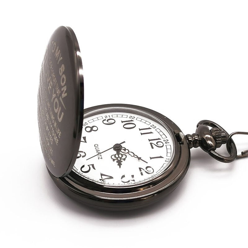 "To My Son" Quartz Necklace Chain Pendant Pocket Watch-Pocket Watch-Innovato Design-Innovato Design