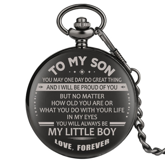 "To My Son" Steampunk Vintage Quartz Chain Link Pocket Watch-Pocket Watch-Innovato Design-Innovato Design