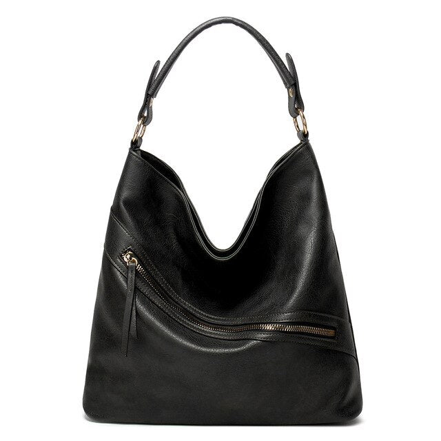 Large PU Leather Tote Bag, Shoulder Bag, Crossbody Bag and Handbag-Handbags-Innovato Design-Black-Innovato Design