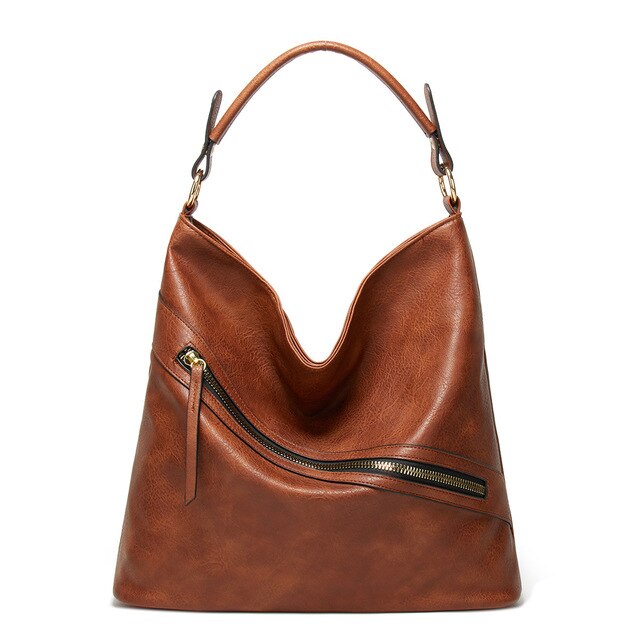 Large PU Leather Tote Bag, Shoulder Bag, Crossbody Bag and Handbag-Handbags-Innovato Design-Brown-Innovato Design
